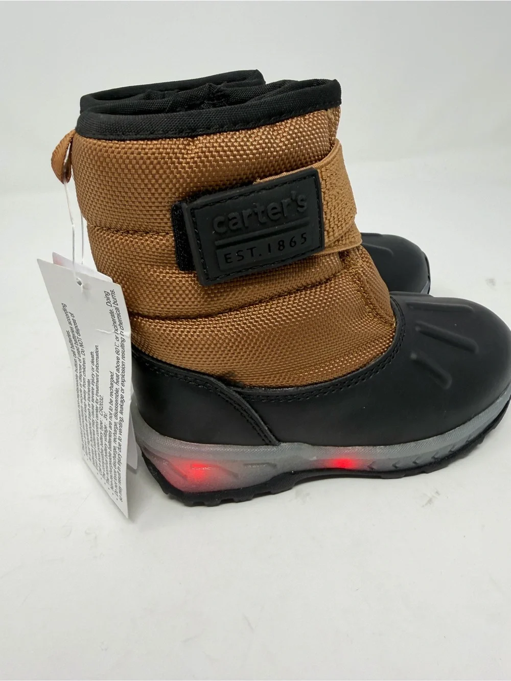 Carter's Toddler Light Up Brown and Black Toddler Winter Snow Boots